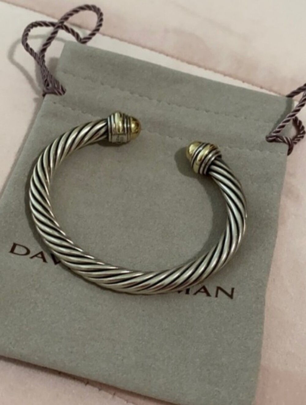 😍 David Yurman 7mm Classic SS & 14k Gold Cable Bracelet